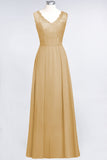 Modest Chiffon V-Neck Burgundy Lace Bridesmaid Dresses Online