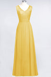 Modest Chiffon V-Neck Burgundy Lace Bridesmaid Dresses Online