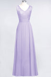 Modest Chiffon V-Neck Burgundy Lace Bridesmaid Dresses Online