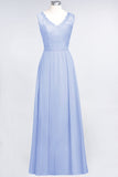 Modest Chiffon V-Neck Burgundy Lace Bridesmaid Dresses Online