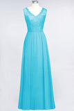 Modest Chiffon V-Neck Burgundy Lace Bridesmaid Dresses Online