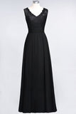 Modest Chiffon V-Neck Burgundy Lace Bridesmaid Dresses Online