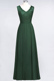 Modest Chiffon V-Neck Burgundy Lace Bridesmaid Dresses Online