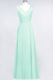Modest Chiffon V-Neck Burgundy Lace Bridesmaid Dresses Online