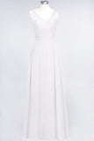 Modest Chiffon V-Neck Burgundy Lace Bridesmaid Dresses Online