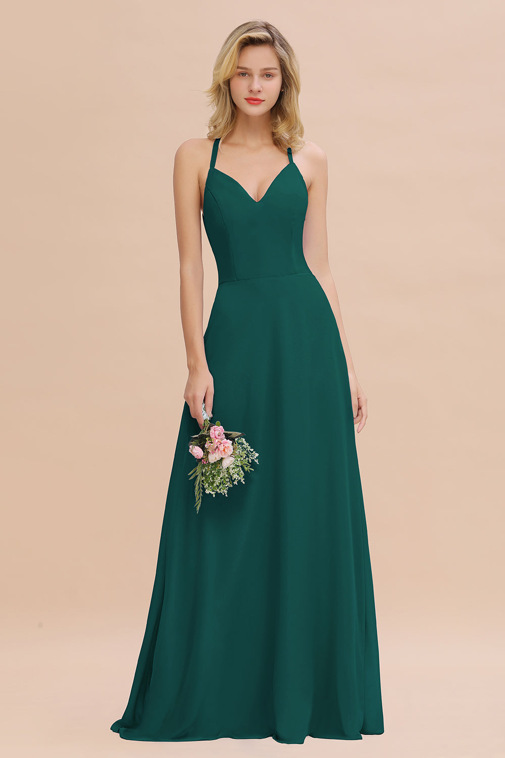 Modest Halter V-Neck Sleeveless Long Bridesmaid dresses Newinlook Modest Halter V-Neck Sleeveless Long Bridesmaid dresses Newinlook