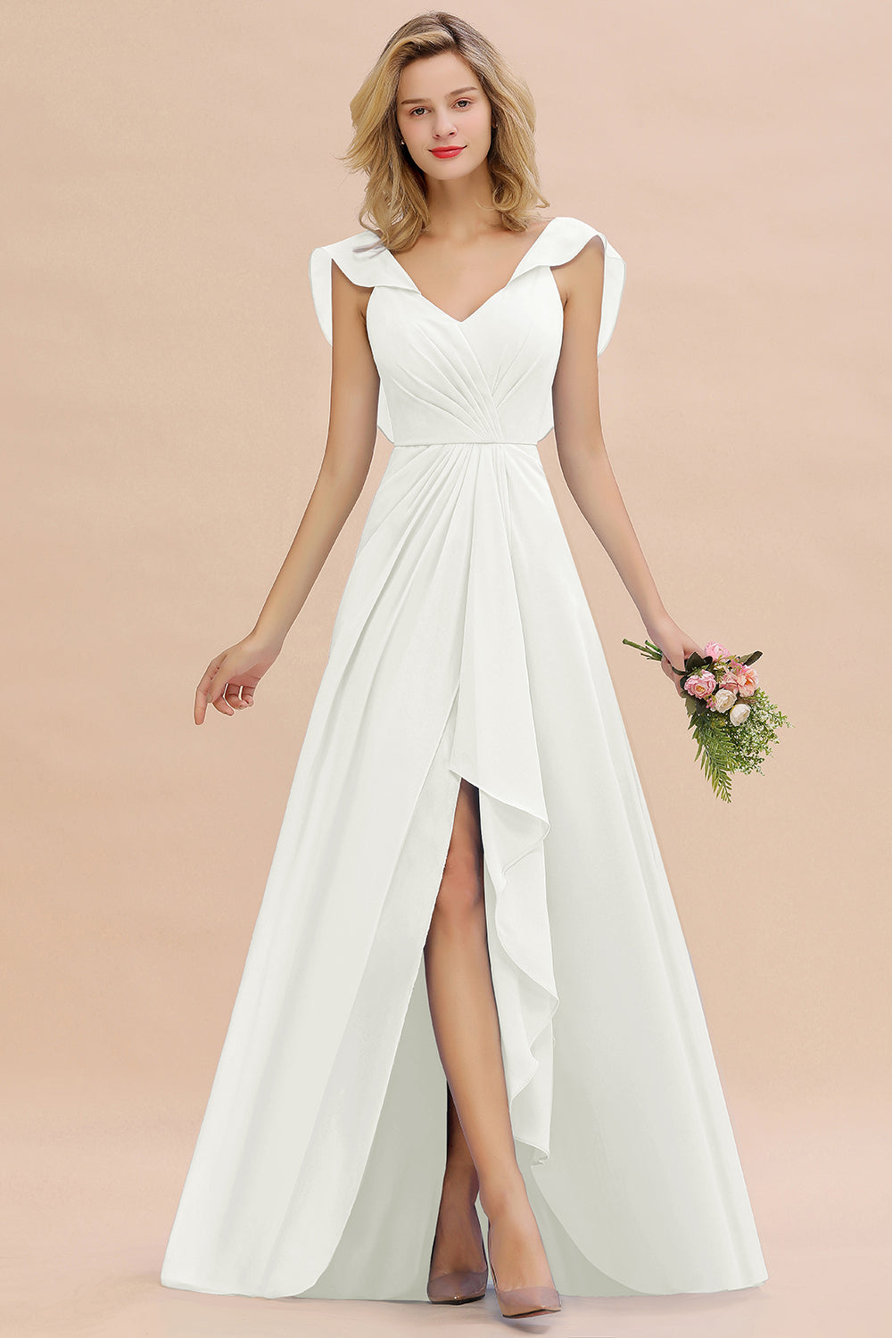 modest white bridesmaid dresses Modest White Bridesmaid Dress 52981B