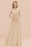 Modest High-Neck Halter Ruffle Chiffon Bridesmaid Dresses Affordable