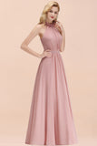 Modest High-Neck Halter Ruffle Chiffon Bridesmaid Dresses Affordable