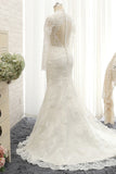 Modest Longsleeves White Mermaid Wedding Dresses Satin Lace Bridal Gowns With Appliques Online