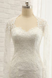 Modest Longsleeves White Mermaid Wedding Dresses Satin Lace Bridal Gowns With Appliques Online