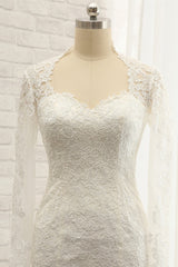 Modest Longsleeves White Mermaid Wedding Dresses Satin Lace Bridal Gowns With Appliques Online