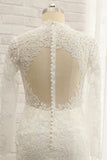 Modest Longsleeves White Mermaid Wedding Dresses Satin Lace Bridal Gowns With Appliques Online