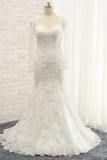 Modest Longsleeves White Mermaid Wedding Dresses Satin Lace Bridal Gowns With Appliques Online