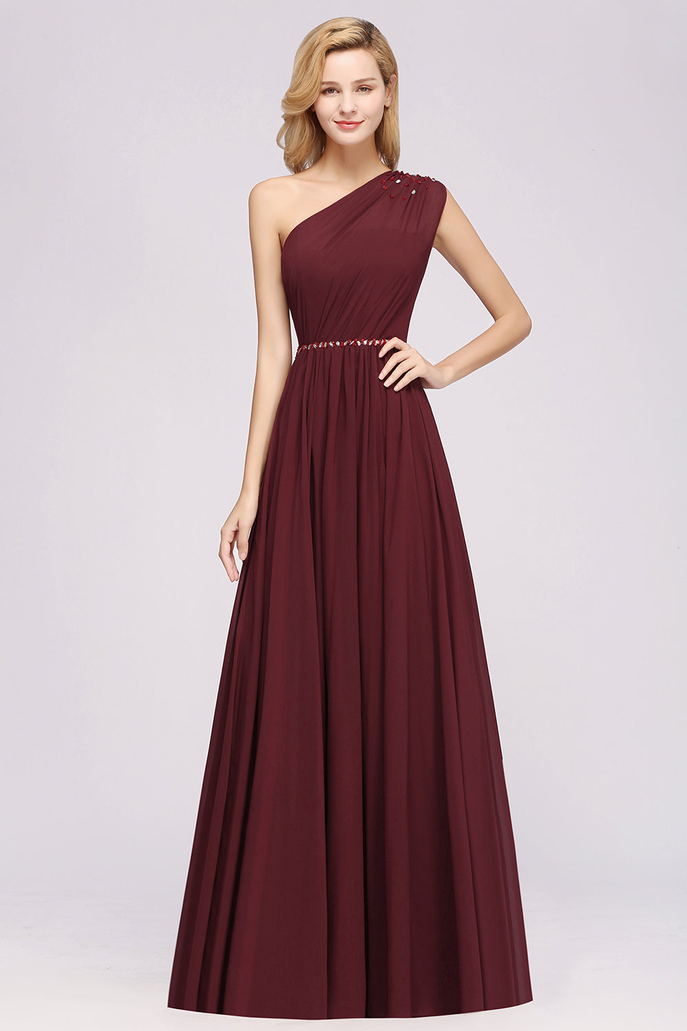 Modest One-shoulder Royal Blue Affordable Bridesmaid Dresses with Bead Newinlook Modest One-shoulder Royal Blue Affordable Bridesmaid Dresses with Bead Newinlook