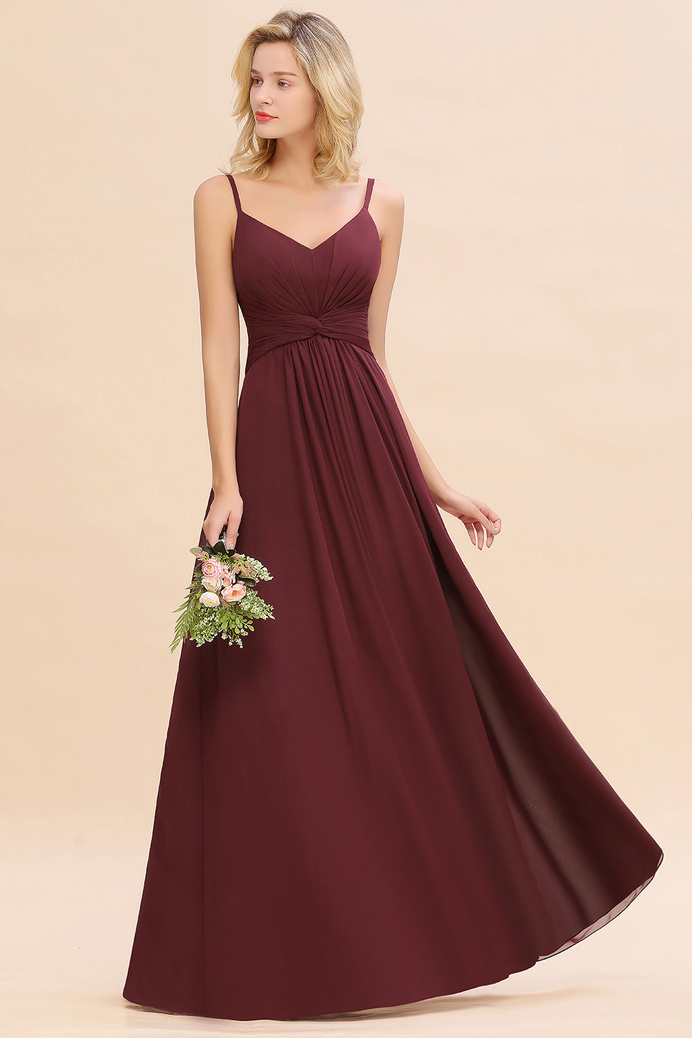 Modest Ruffle Spaghetti Straps Backless Burgundy Bridesmaid dresses Af Newinlook Modest Ruffle Spaghetti Straps Backless Burgundy Bridesmaid dresses Af Newinlook