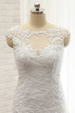 Modest Sleeveless Jewel Wedding Dresses With Appliques White Mermaid Bridal Gowns On Sale