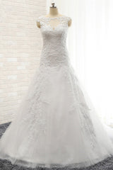 Modest Sleeveless Jewel Wedding Dresses With Appliques White Mermaid Bridal Gowns On Sale