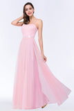 Modest Spaghetti-Straps Sweetheart Long Bridesmaid Dress with Sash