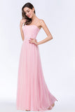Modest Spaghetti-Straps Sweetheart Long Bridesmaid Dress with Sash