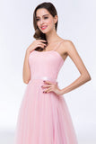 Modest Spaghetti-Straps Sweetheart Long Bridesmaid Dress with Sash