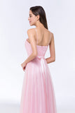 Modest Spaghetti-Straps Sweetheart Long Bridesmaid Dress with Sash