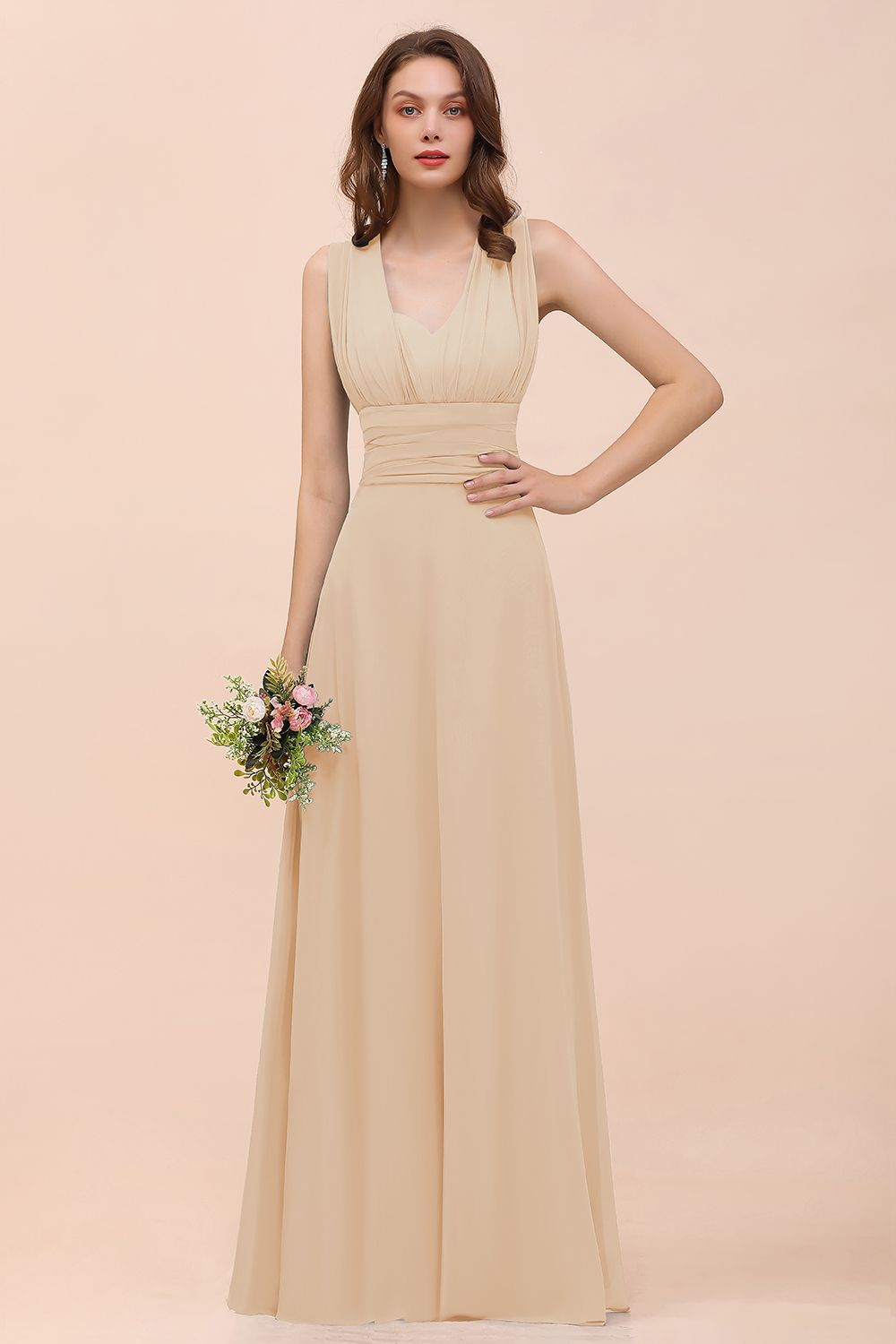 New Arrival Dusty Blue Ruched Long Convertible Bridesmaid Dresses