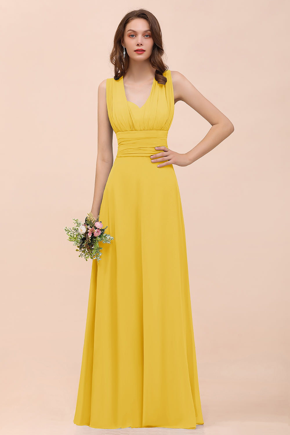 New Arrival Dusty Blue Ruched Long Convertible Bridesmaid Dresses