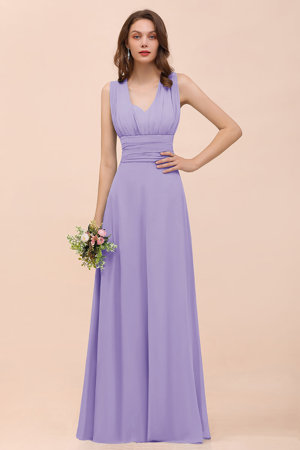 New Arrival Dusty Blue Ruched Long Convertible Bridesmaid Dresses