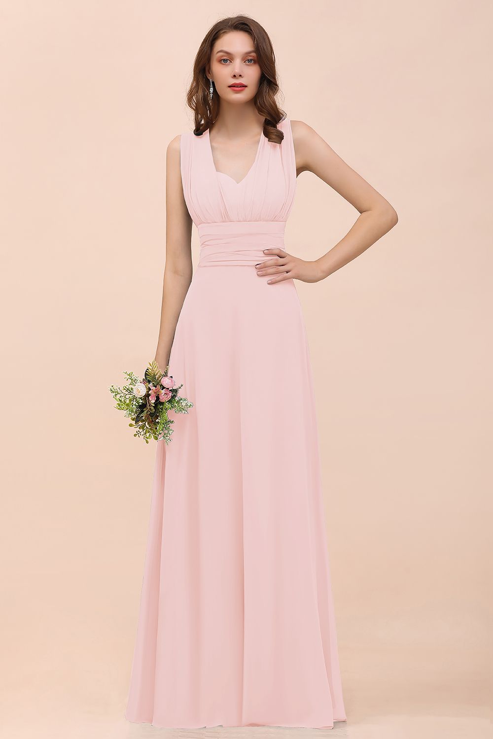 New Arrival Dusty Blue Ruched Long Convertible Bridesmaid Dresses