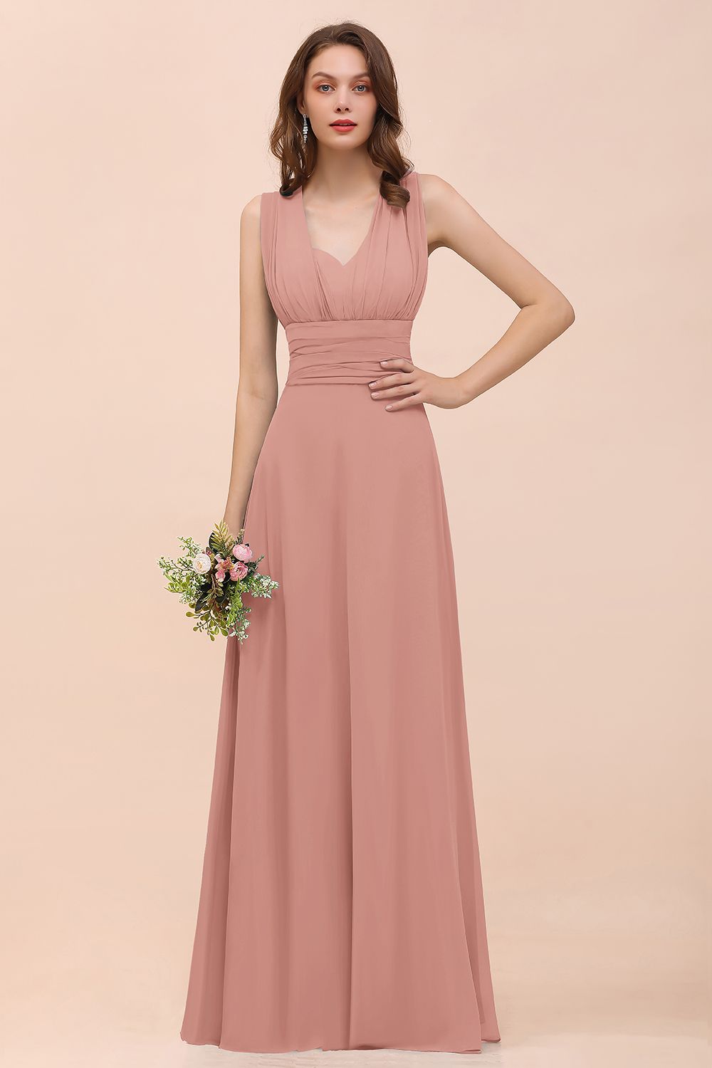 New Arrival Dusty Blue Ruched Long Convertible Bridesmaid Dresses