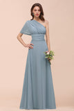 New Arrival Dusty Blue Ruched Long Convertible Bridesmaid Dresses
