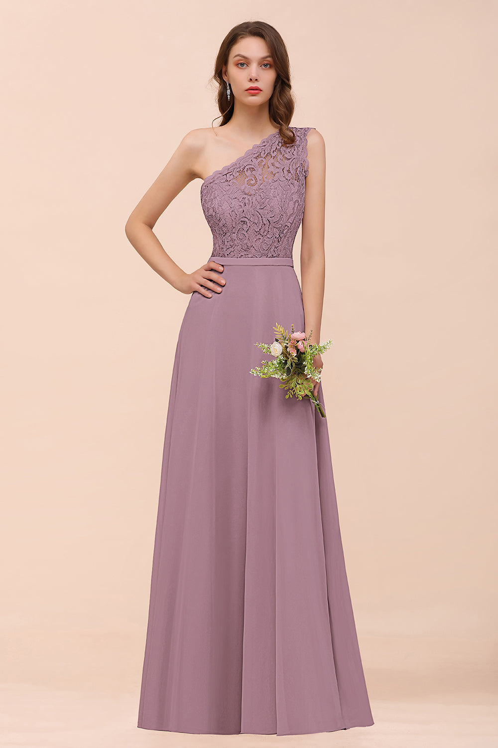 New Arrival Dusty Rose One Shoulder Lace Long Bridesmaid Dresses Newinlook New Arrival Dusty Rose One Shoulder Lace Long Bridesmaid Dresses Newinlook