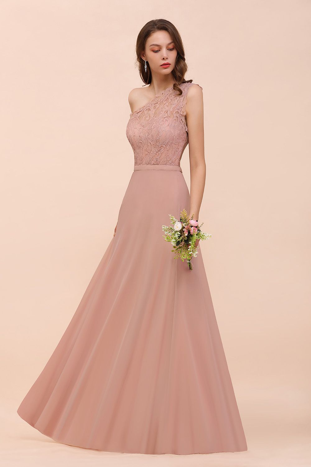 New Arrival Dusty Rose One Shoulder Lace Long Bridesmaid Dresses Newinlook New Arrival Dusty Rose One Shoulder Lace Long Bridesmaid Dresses Newinlook