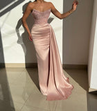 Dusty Pink Mermaid Prom Dress Long Sweetheart With Ruffles