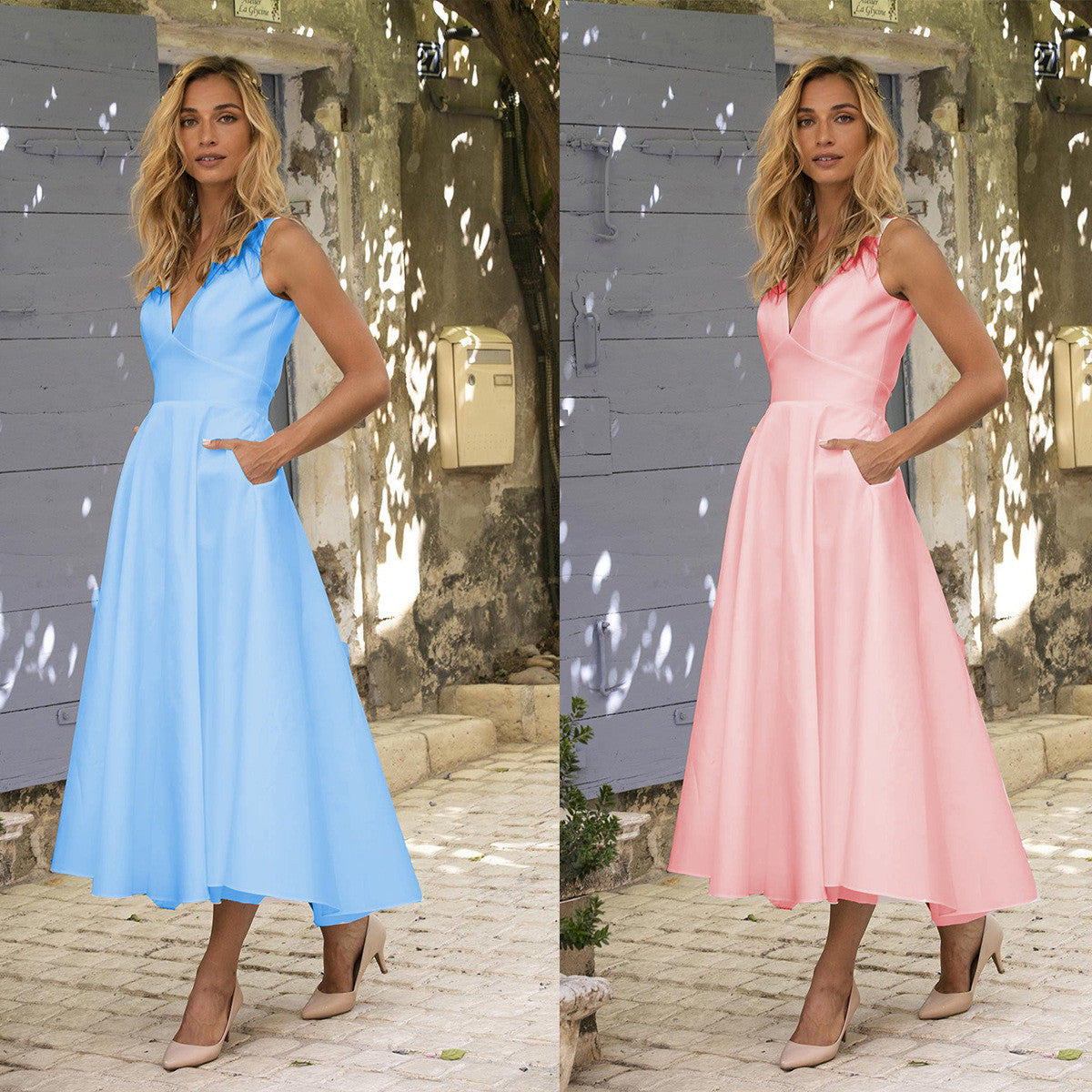Tea length dresses with pockets hotsell