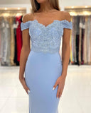 Off-the-Shoulder Mermaid Prom Dress Long With Appliques
