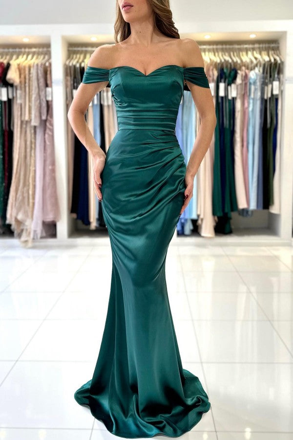 Off-the-Shoulder Prom Dress Mermid Emerald Green