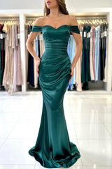 Off-the-Shoulder Prom Dress Mermid Emerald Green