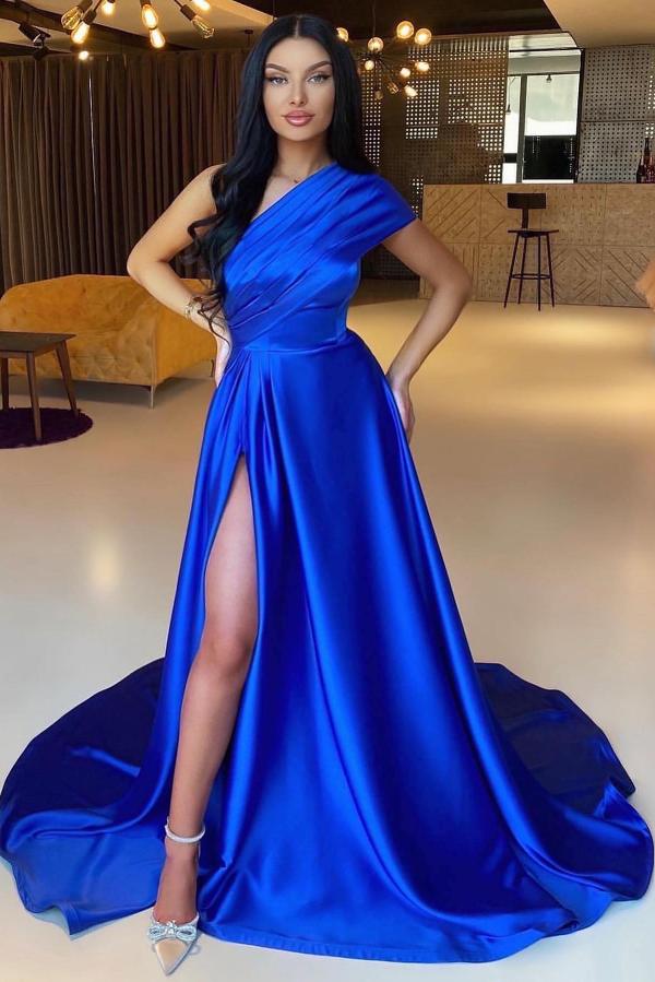 Off-the-Shoulder Royal Blue Evening Dresses Split Online
