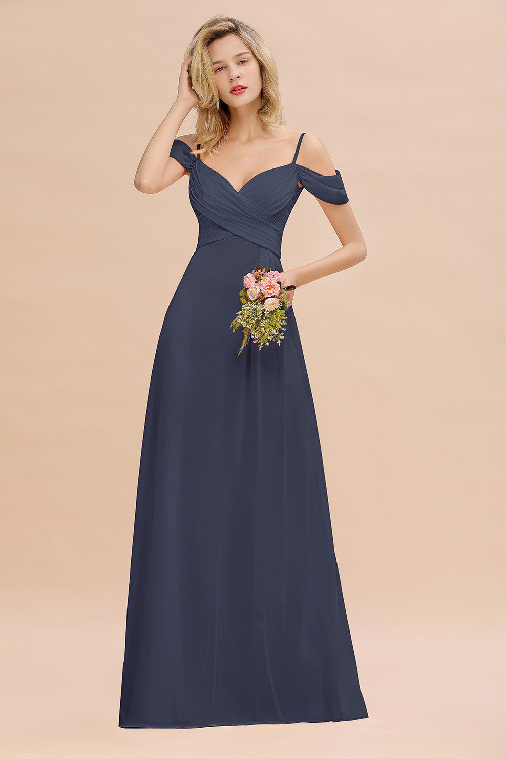 Off-the-Shoulder Sweetheart Ruched Long Bridesmaid Dresses Newinlook Off-the-Shoulder Sweetheart Ruched Long Bridesmaid Dresses Newinlook