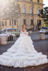 Off-the-Shoulder Wedding Dress Tulle Layered On Sale