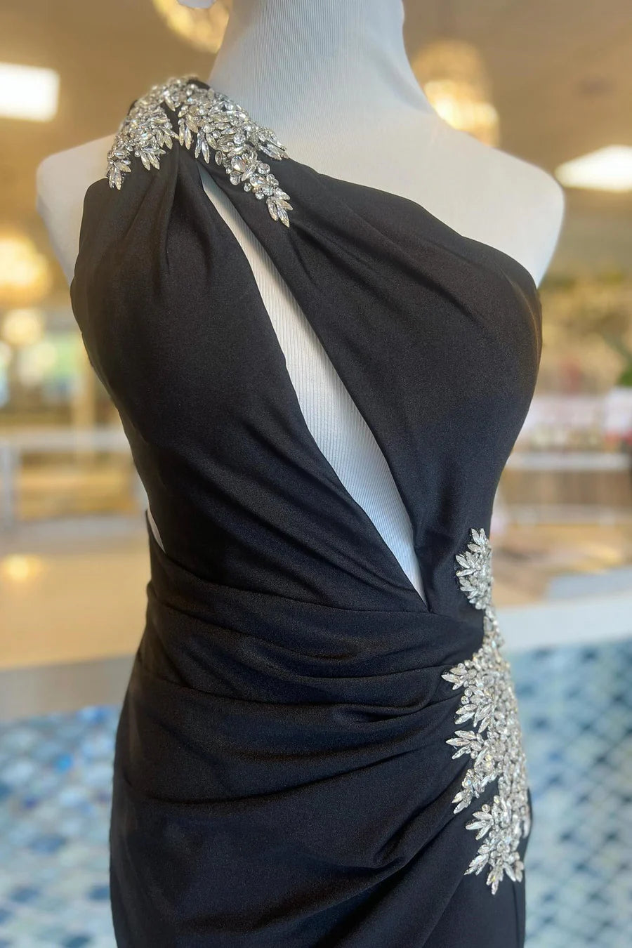 Chrissee Sheath One-Shoulder Pleated Satin Homecoming Dress