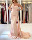 One Shoulder Mermaid Prom Dress Long With Ruffles