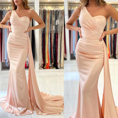 One Shoulder Mermaid Prom Dress Long With Ruffles