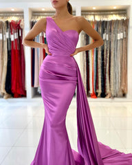 One Shoulder Mermaid Prom Dress With Ruffles