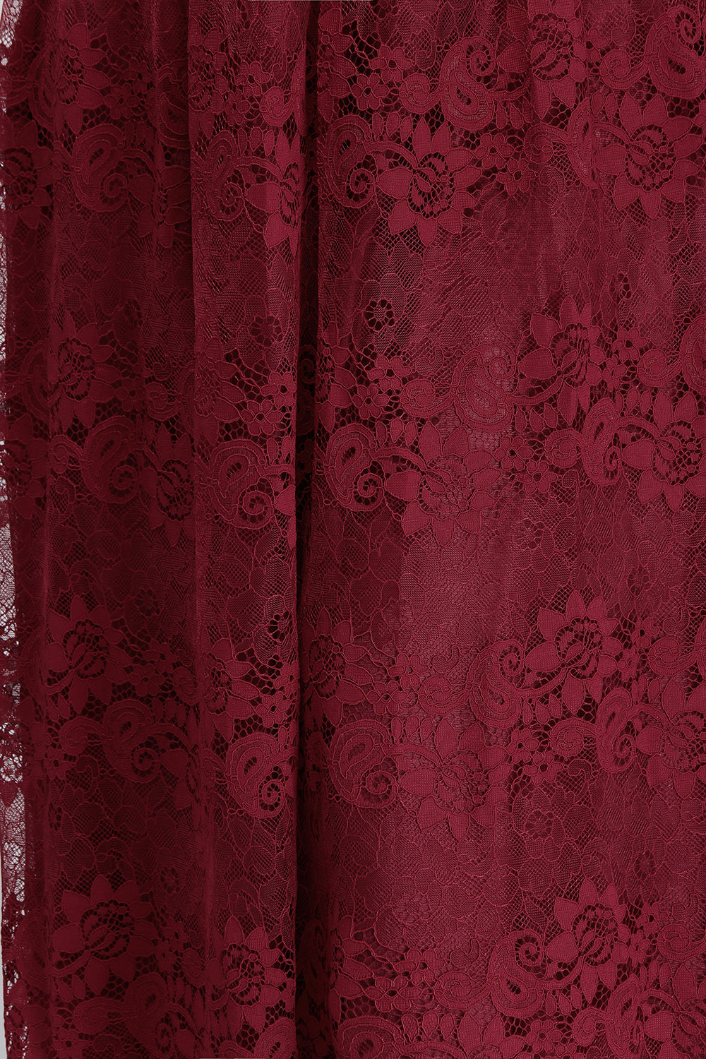 Plus Size A-Line V-Neck Burgundy Lace Bridesmaid Dress Online