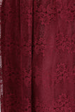Plus Size A-Line V-Neck Burgundy Lace Bridesmaid Dress Online