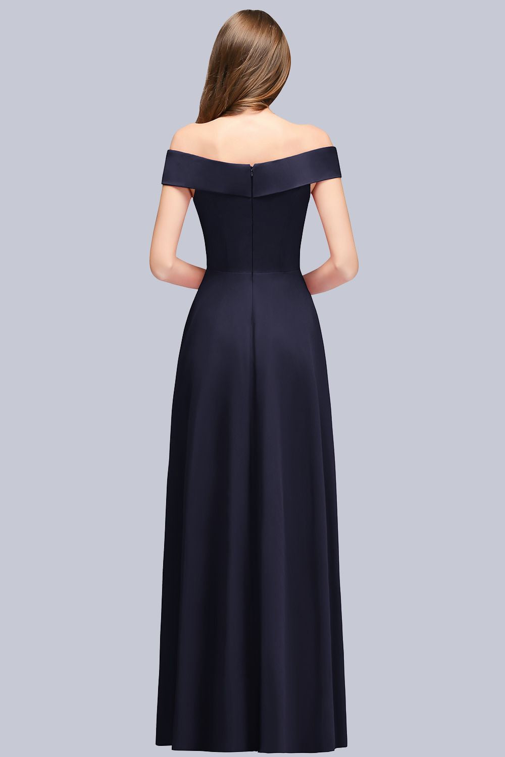 Popular Off-the-Shoulder Ruffle Navy Bridesmaid Dresses Online