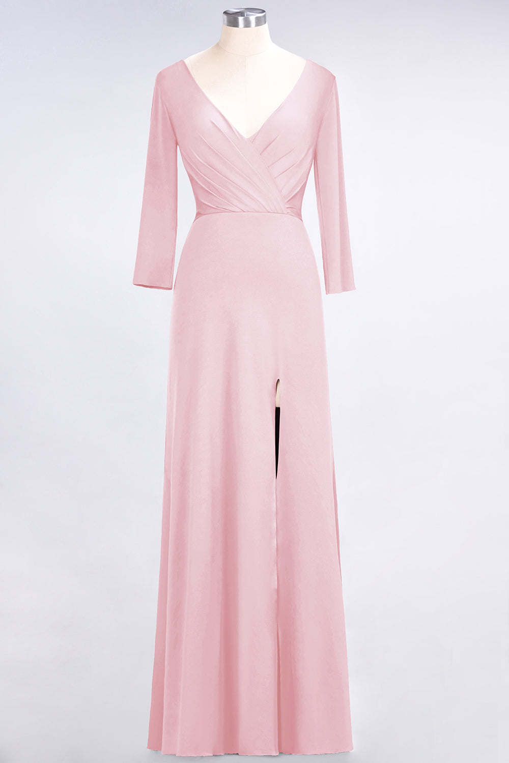 Popular Spandex Long-Sleeves Burgundy Bridesmaid Dresses with Side-Slit